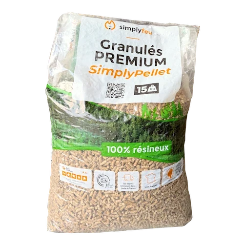 Granulés de bois Premium SimplyPellet – Sacs de 15 kg