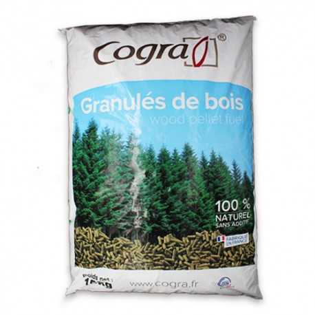 Palette de 70 Sacs COGRA de 15 kg soit 1.050 Tonne de Granulés de Bois DIN + Enlèvement FR30
