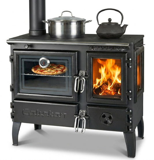 EEK A - Panorama-Holzherd Modell 214-3D links mit 6,04kW - Viel Gusseisen!