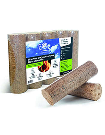 Bûches de bois densifié JOUR - Pack 9.65 kg - EO2