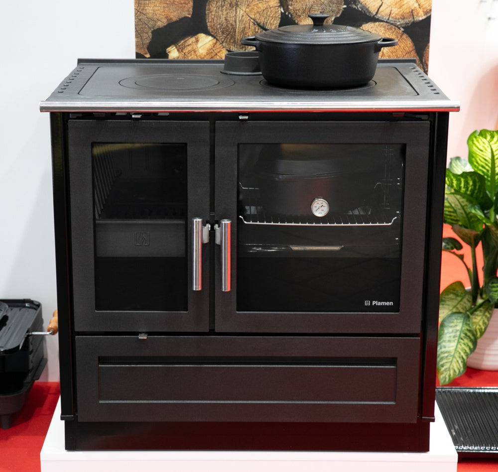 EEK A+ Holzherd Plamen 910 schwarz, externe Zuluft, 9 kW
