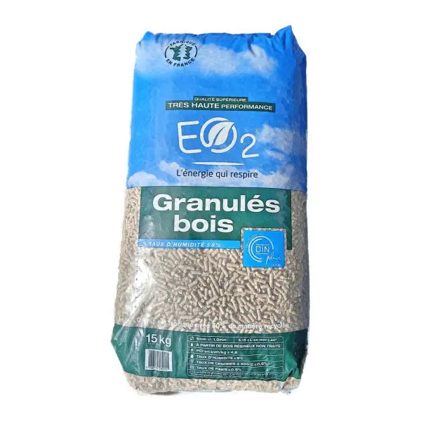 Holzpellets aus 100 % Nadelholz – EO2 DINplus – 15-kg-Sack