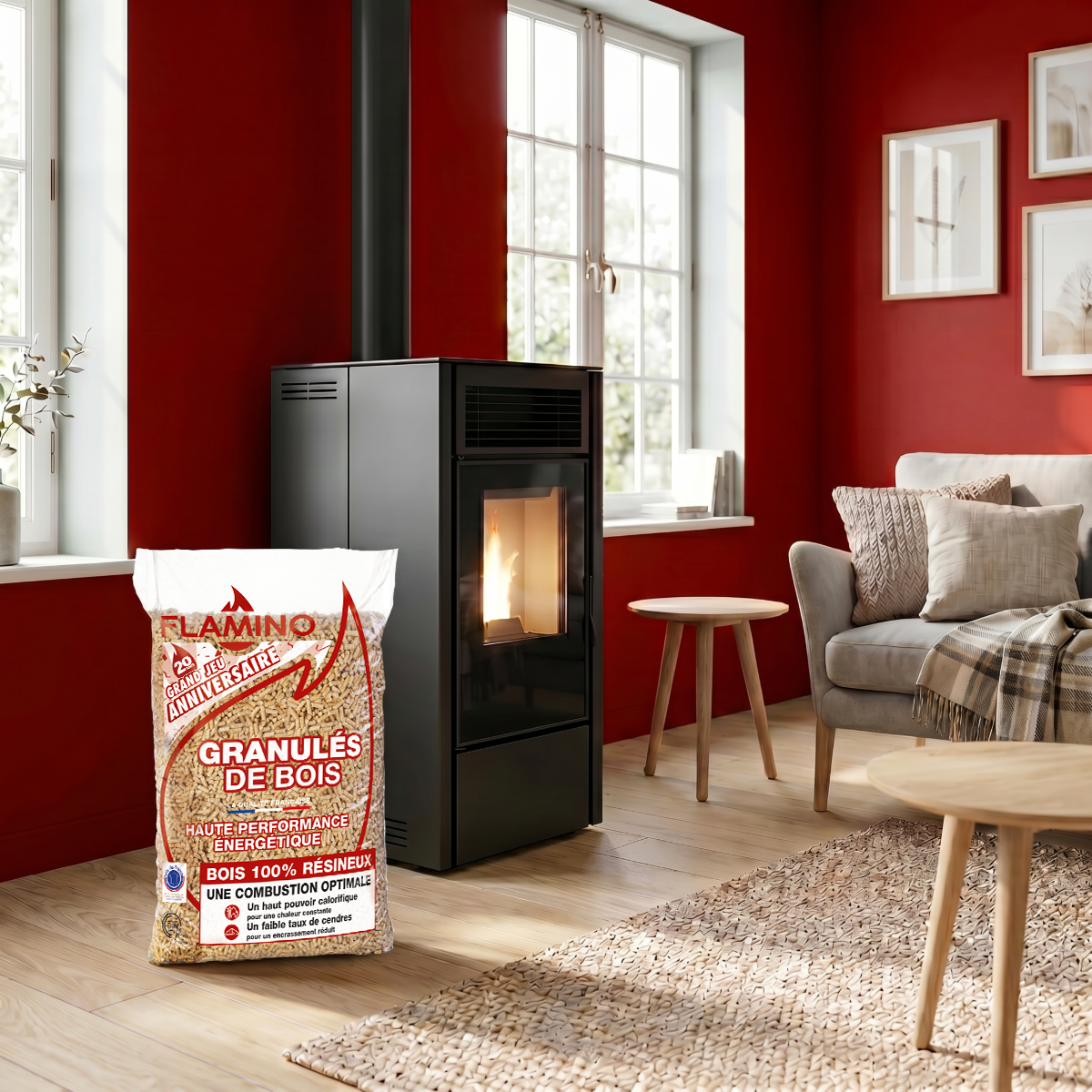 Granulés de bois FLAMINO 72 sacs de 15KG