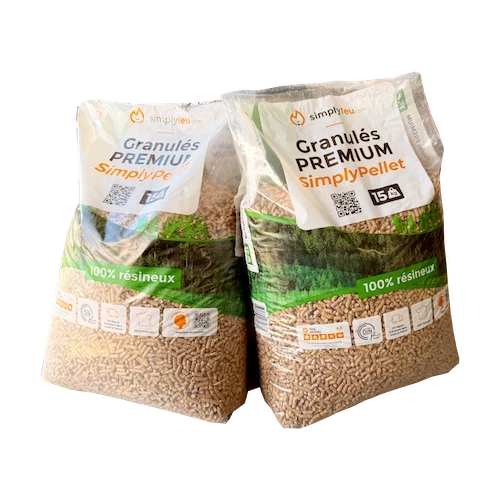 Granulés de bois Premium SimplyPellet – Sacs de 15 kg