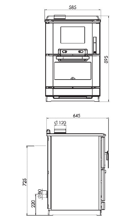 EEK A+ Küchenofen Beistellherd Plamen Calorex100 mit ext. Zuluft - 7,5kW