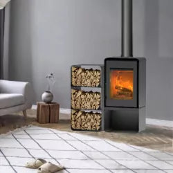 Poêle à bois Domino avec range bûche et module 3 étages - 8,5 Kw