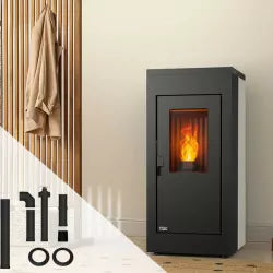 Pack Poêle à granulés étanche Vulcano Silenzio UP + Kit conduits concentrique sortie dessus - 9,2 Kw