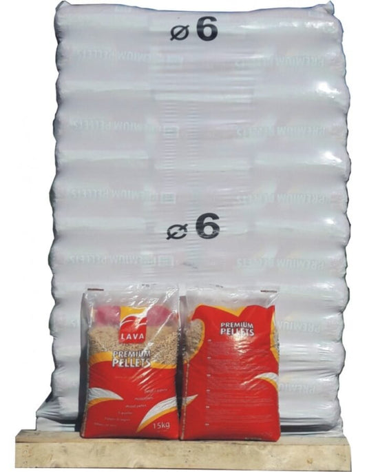 LAVA Holzpellets aus 100 % Nadelholz – Palette mit 65 Säcken à 15 kg
